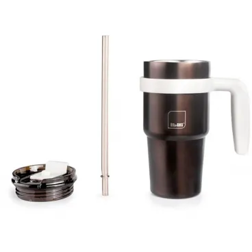 Trinkbecher Thermobecher Becher mit Henkel Ibili 669005 Grau Edelstahl