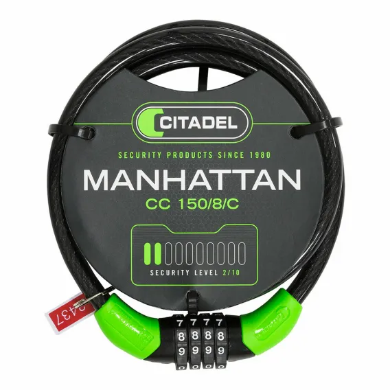 Citadel Kabel mit Vorhngeschloss Manhattan cc 150/8/c Kombination Schwarz 150 cm
