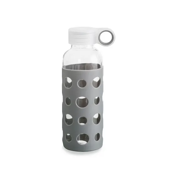 Quid Trinkflasche Flascheate Glas Grau 0,4 L